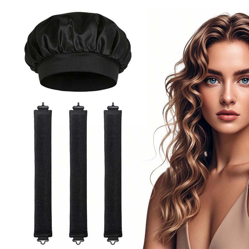 Heatless curling iron set lazy sleep curling iron big wave satin nightcap hair care curling artifact