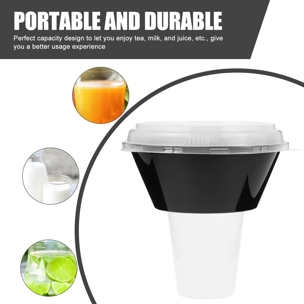 5 Sets Portable Food Bowl with Snack Holder Lids Creative Beverage Cup for Smoothie Drinks Compact Snack Accessory for Parties