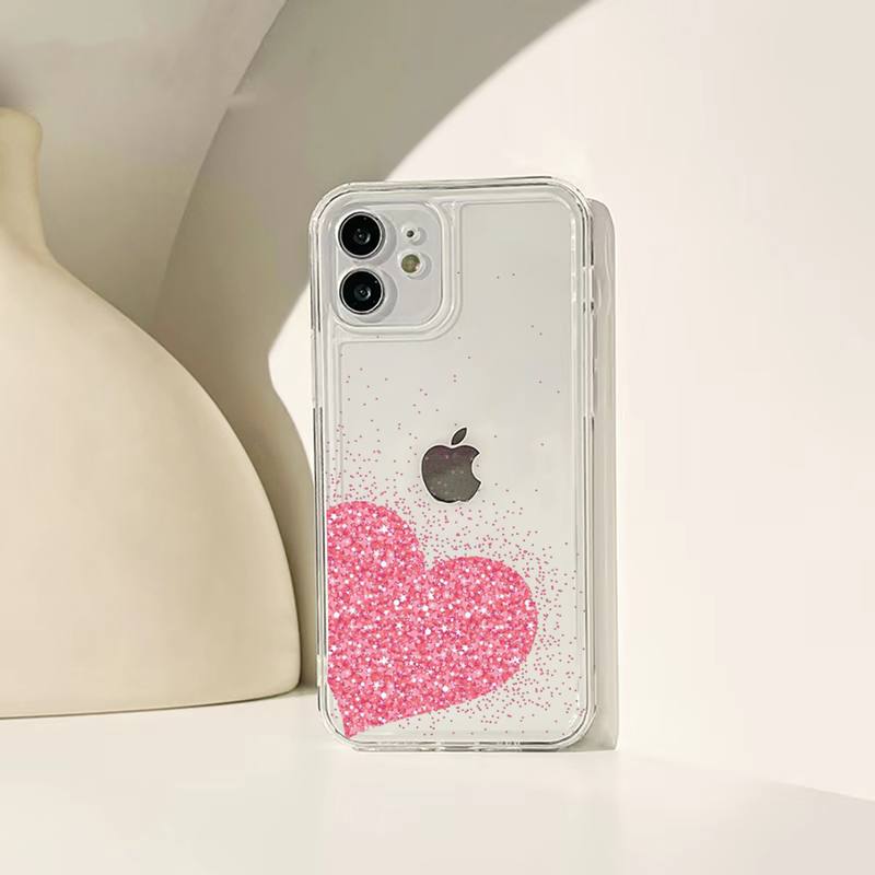 Loving Heart Ripple Phone Case For Iphone 11 12 13 14 Pro Max 7 8 Plus X Xr Xs Max Se 2020 Mini Transparent Case