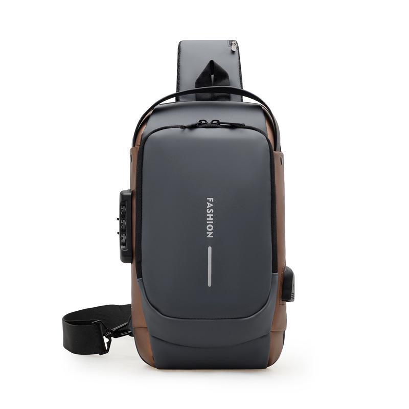 

Мужская модная нагрудная сумка с кодовым замком и USB-портом 16x9x32cm, 400g