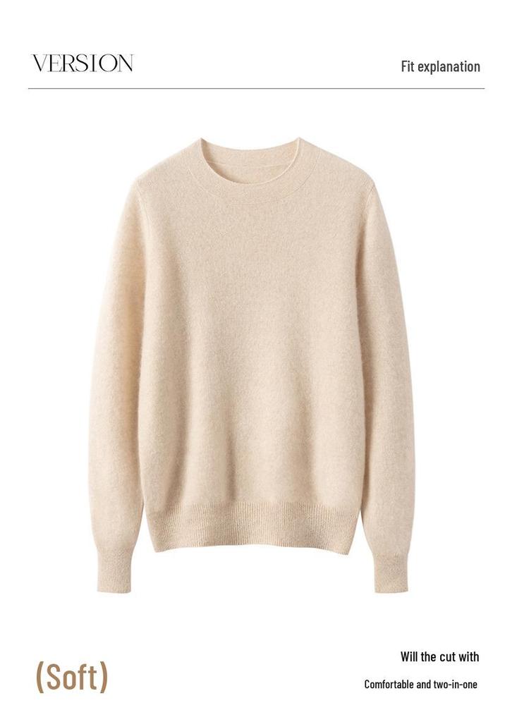 Luxuriously Soft 100% Cashmere Women's Sweater: Round Neck, Solid Color, Relaxed Fit, Perfect for Autumn and Winter.