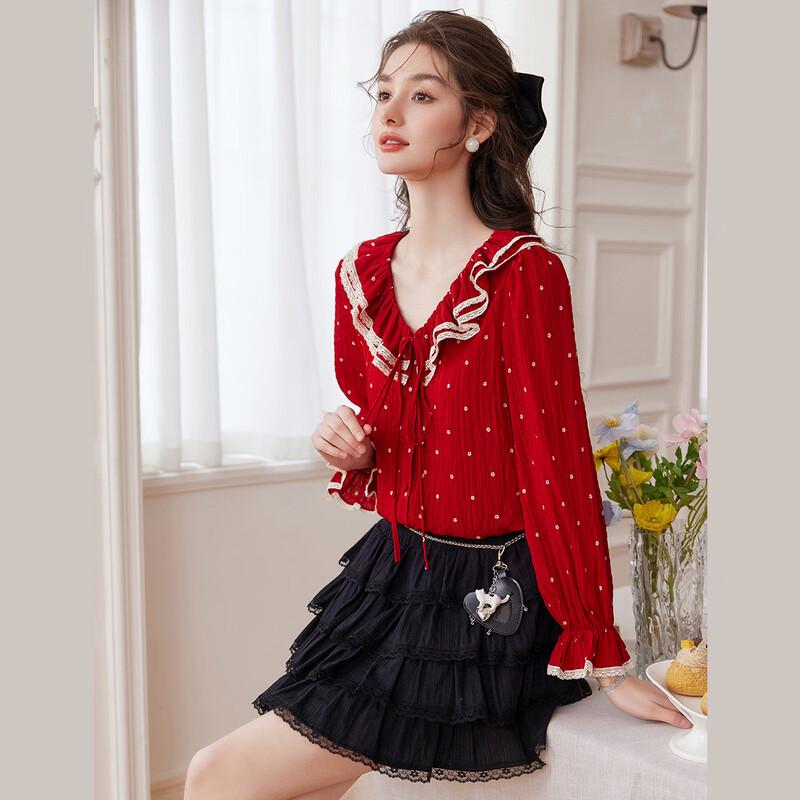 Elegant Lace Patchwork V-Neck Blouse XL