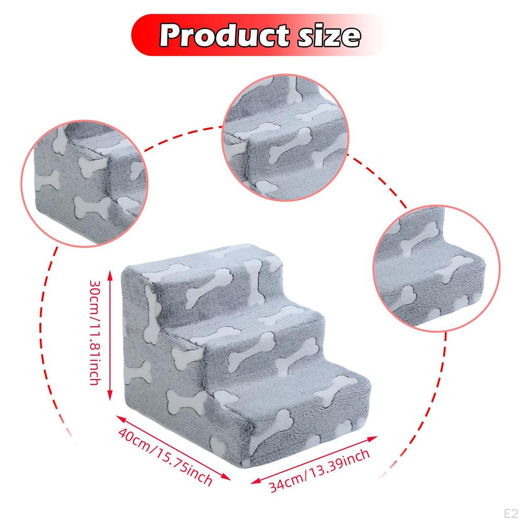 Hundetreppe mit waschbarem Bezug 3 Stufen Treppe Haustierrampe Rutschfest für ältere Hunde