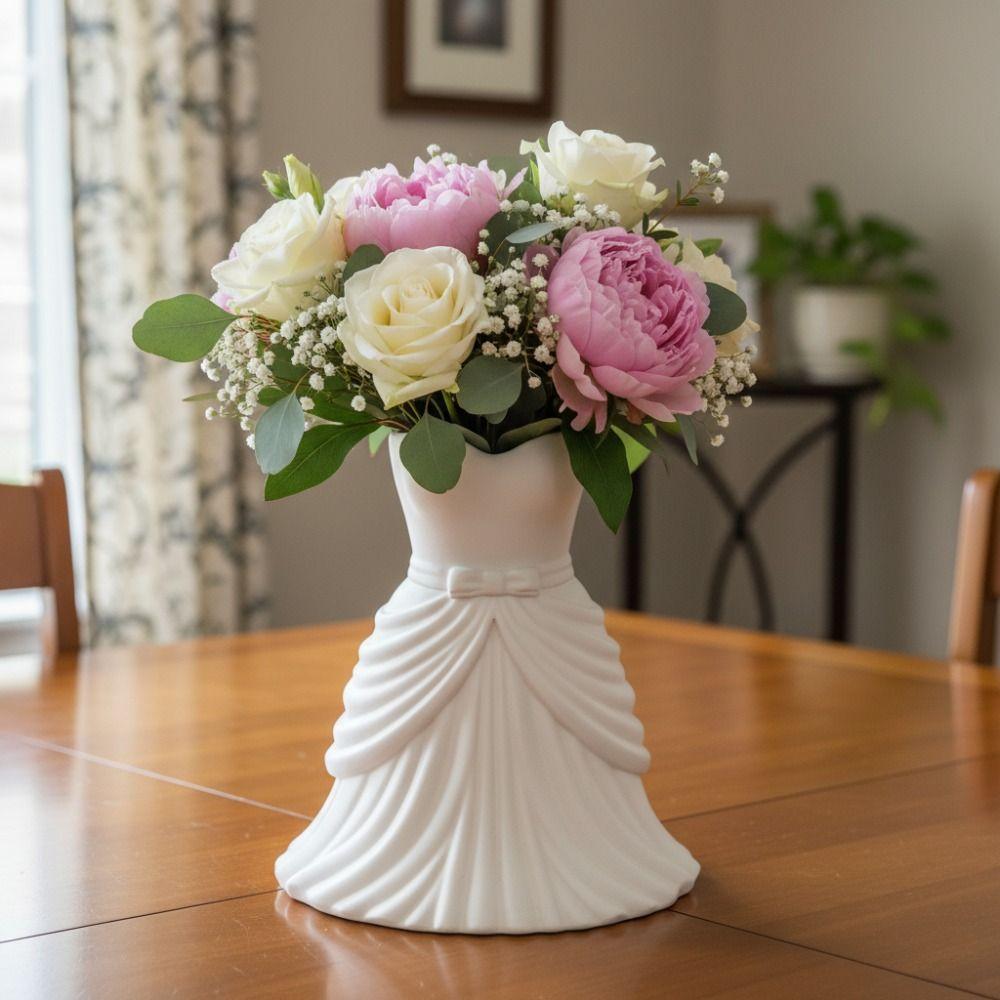 Flower Arrangement Elegant Dress Vase Twisted Design Decorative Vase Office Tabletop Ornaments