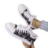 Floral Skull Canvas Shoes 2025 Spring Autumn Women Large Size Flat Sneakers Female Lace-up Shoes Casual Vulcanized Shoes Zapatos