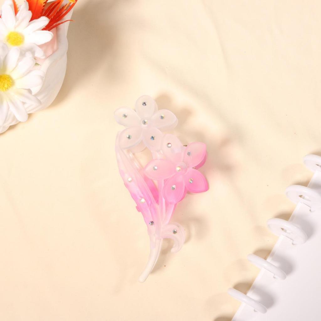 Luxury Gradient Hair Clip: Sparkling Diamond Flower Updo for Women & Gender Fluid Styles