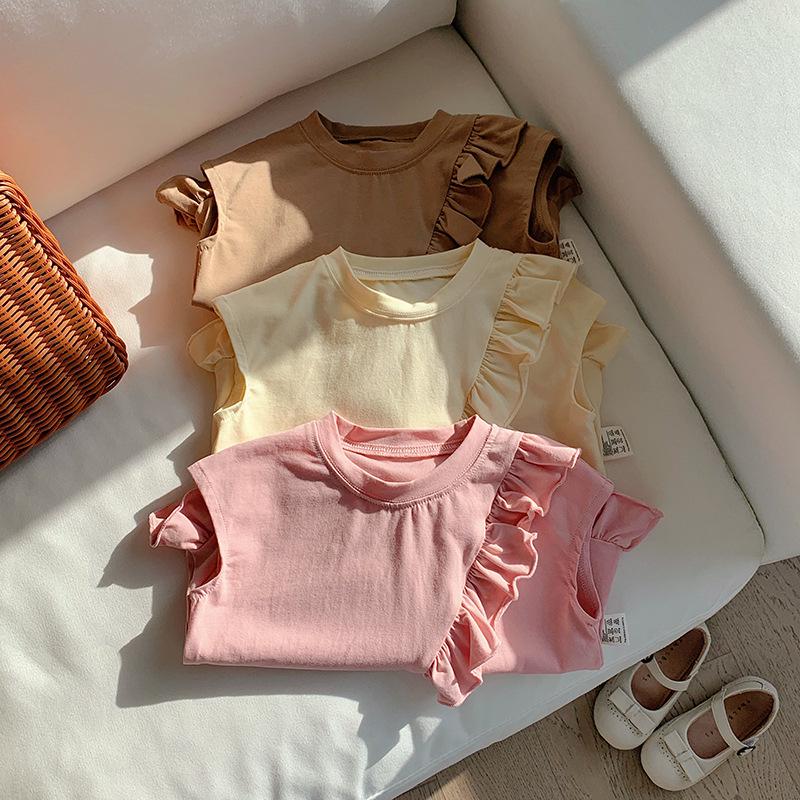 Korean-Style Ruffled Lace Batwing Sleeve Girls' Knit Top - Summer 2026 Collection