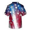 Men's Short Sleeve V Neck Medical Scrub Top with Front Pocket Independence Day Print Healthcare Uniform Shirt for Nurses and Caregivers