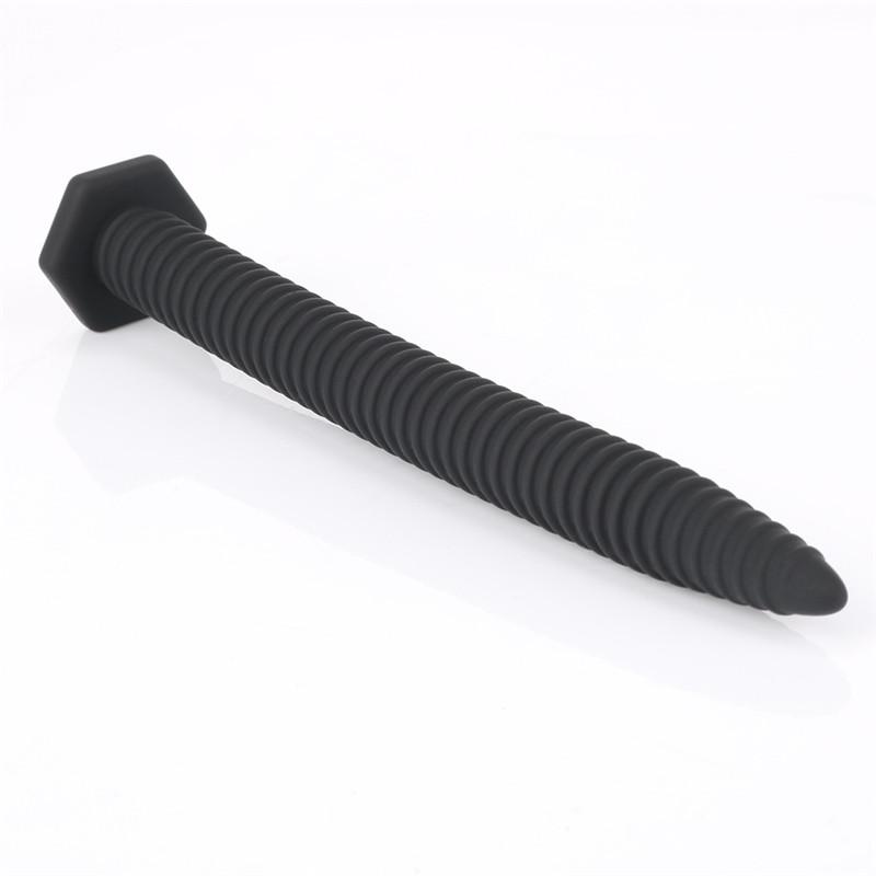 Black  Plug Screw Nail Urethral Silicone Sound Men  & Ball Toys