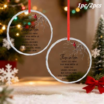 1pc/2pcs Cardinal Christmas Ornaments Memorial Sympathy Keepsake Gift for Loss of Loved Glass Condolence Gift Those We Love Don't Go Away Pendant Sign