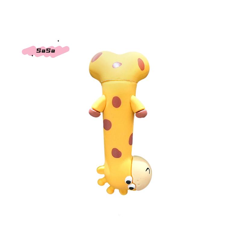 S-1Pc Kawaii Rubber Groove Giraffe Ornament Cartoon Figurines Pastel Desktop Model Giraffe Design for Computer Decoration