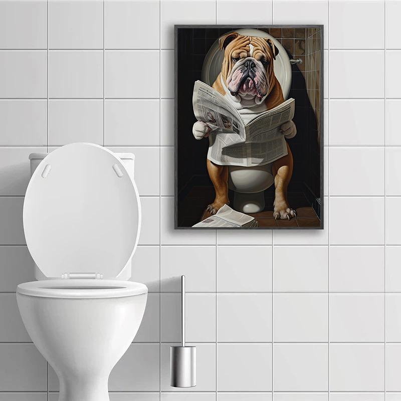 Funny British Bulldog Poster Skateboarding Boxing Reading Newspaper Chef Baking Canvas Painting Wall Art Picture Home room Decor