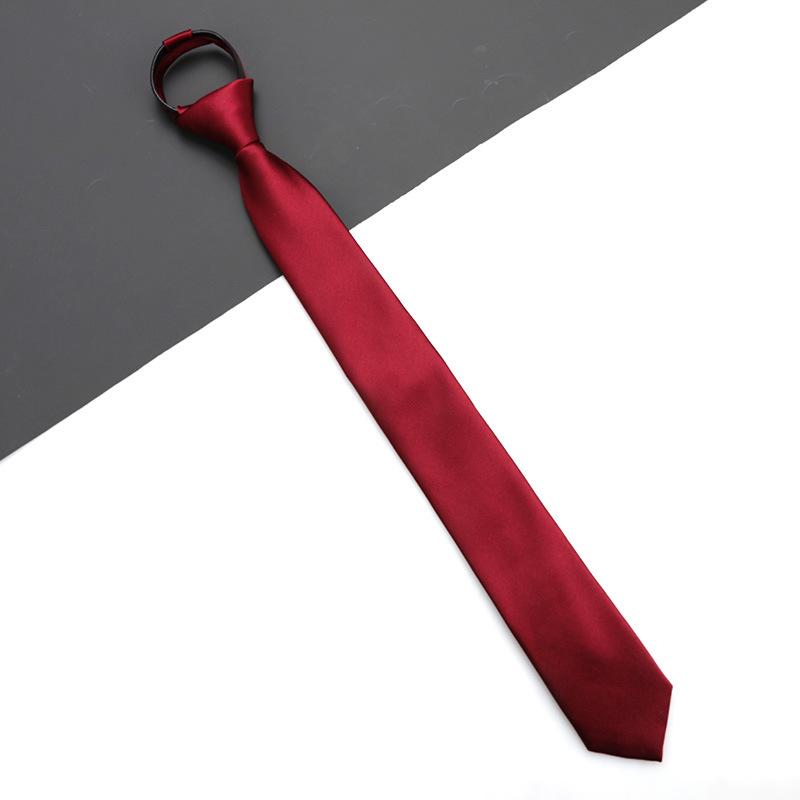 Men'S And Women'S Red Zip-Up Tie Groom Business Dress Wedding Korean Version Lazy No Striped Tie