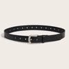 Women PU Leather Belt Heart Hole Decoration Solid Color Belt