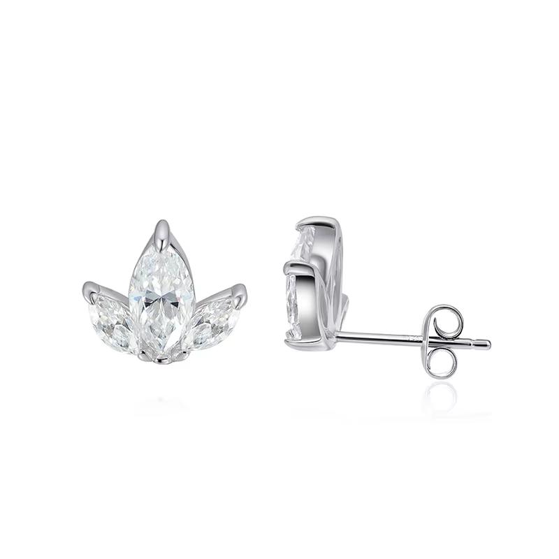 Серьги-гвоздики Smyoue с 3 муассанитами огранки «Маркиз» для женщин, сверкающие украшения, лабораторный бриллиант, чистая стерлинговая серебряная серьга 925 пробы