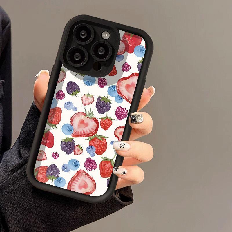Colorful Strawberry iPhone Case: Compatible with iPhone 12-16 models, precise cutouts, and anti-fall protection.