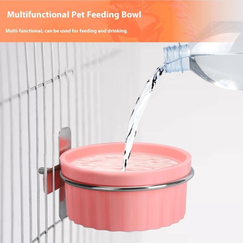 Detachable Bird Feeding Dish Cup,Bird Cage Water Bowl,Parrot Food Bowl with Clamps Holders Birdcages Coops Water Feeders