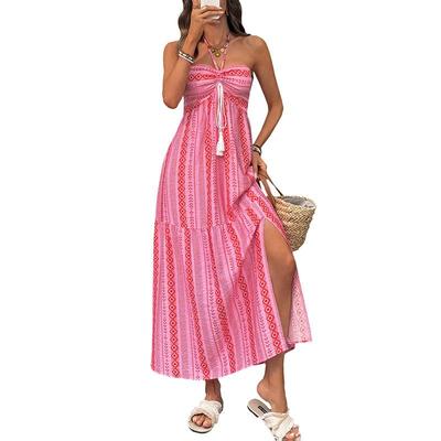 Women's European and American Featuring A Dopamine Neck Beach Dress