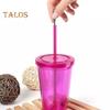 Set da 2 Pezzi Spazzolino per Cannucce Setole Fini Manico Flessibile Silicone per Alimenti Riutilizzabile Strumento per la Pulizia delle Cannucce