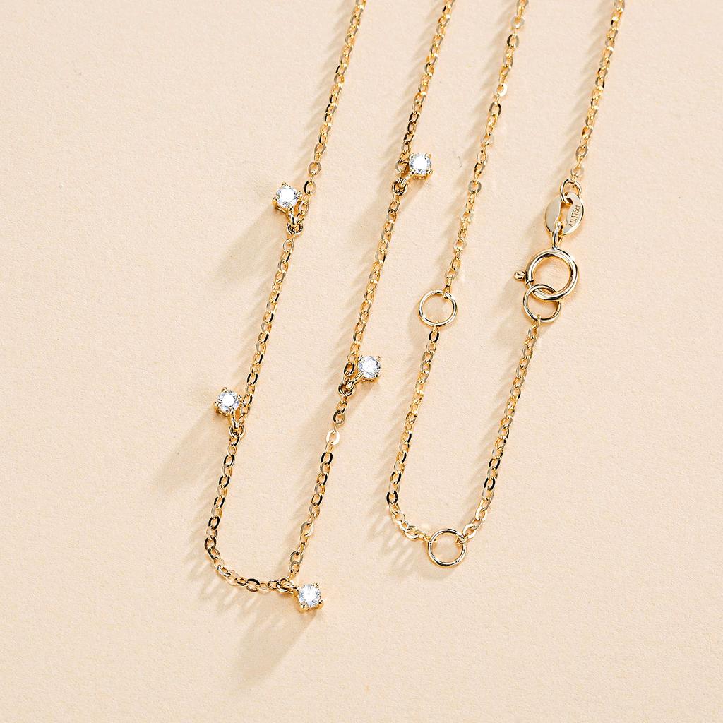 FANCIME Diamond Necklace with 5 Stones In 14K Yellow Popular Necklace Brand Perfect Gift for Gift Wrapping Included Women's Gold, Lab-Grown Diamonds,