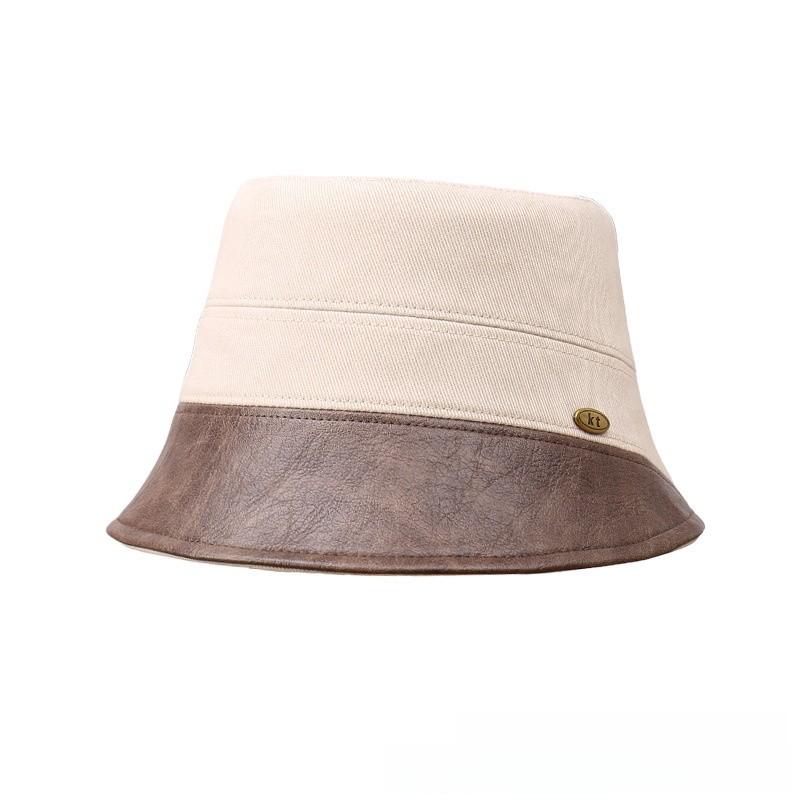 Cotton Pu Wide Brim Bucket Hat For Women Sun Protection Summer Fashion Accessory