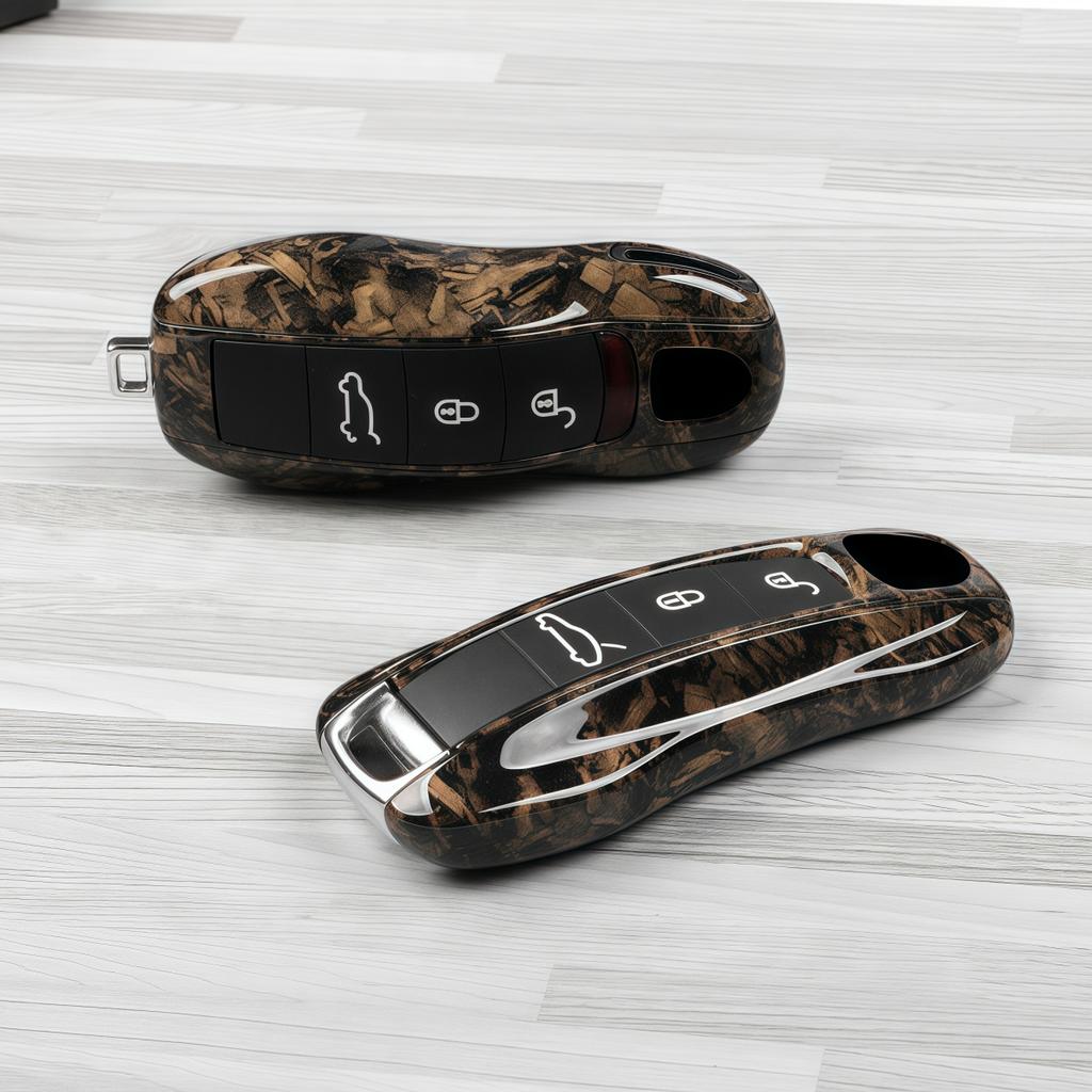 NZNQ9 Car Key Modification Protective Case Suitable for All Porsche Models, Wood Grain Key Shell, Key Shell Protective Cover
