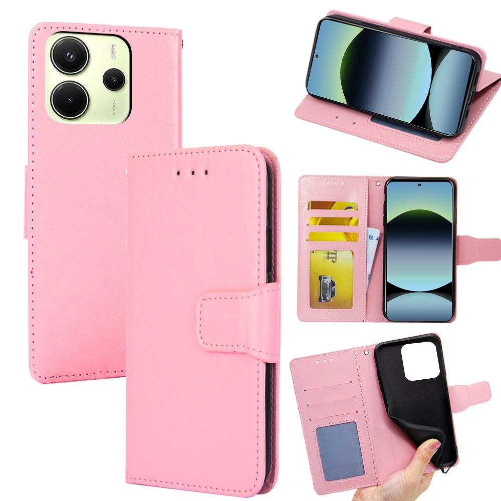 For Xiaomi Redmi Note 14 4G (163.25mm) Case Wallet PU Leather+TPU Folding Stand Phone Cover