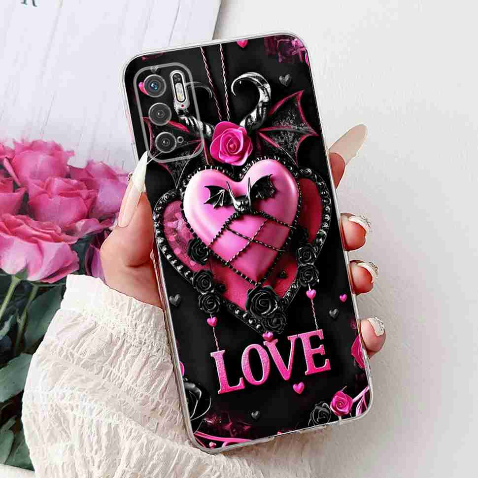 For Redmi Note 10 5G Case Fashion Rose Bow Soft Silicone TPU Back Cover For Xiaomi POCO M3 Pro 5G 6.5" Shockproof Phone Cases