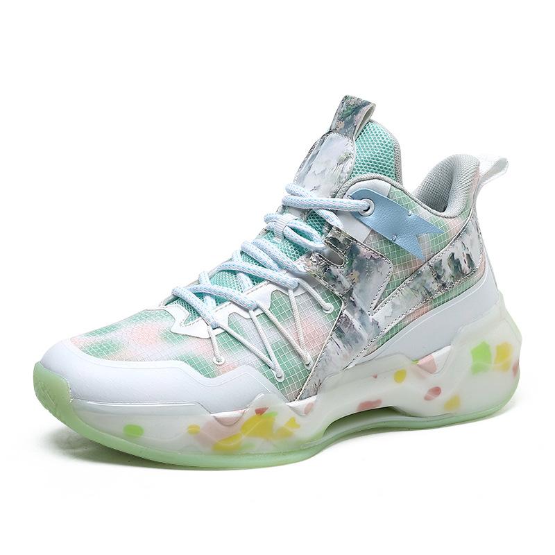 711 Men's Women's High Top Basketball Shoes Mesh Fabric Fashionable Colorful Sports Couple Training Boots