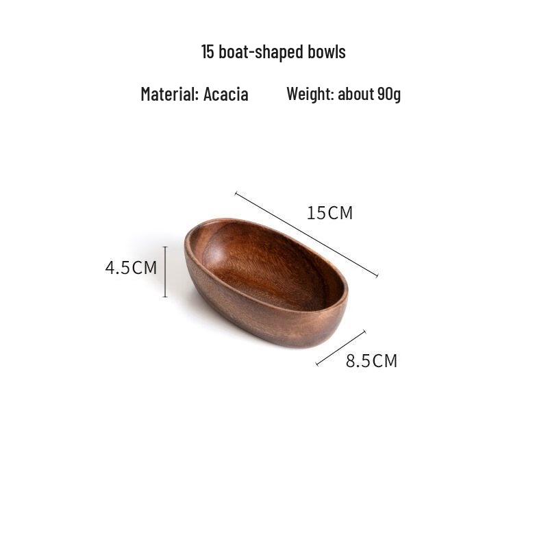 

ZISIZ Walnut Wood Boat-Shaped Bowl Set