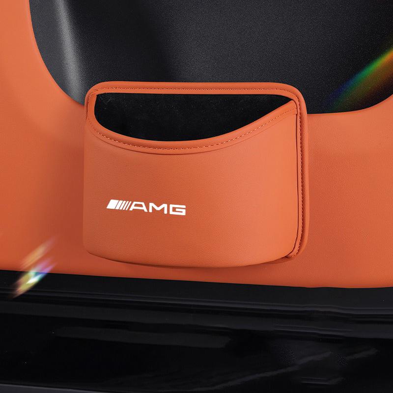 ZGAP4 Leather Car Door Trash Bin Hanging Garbage Storage Barrel For Benz AMG A C E S G Class W201 W210 W108 W204 W205 W203 Accessories