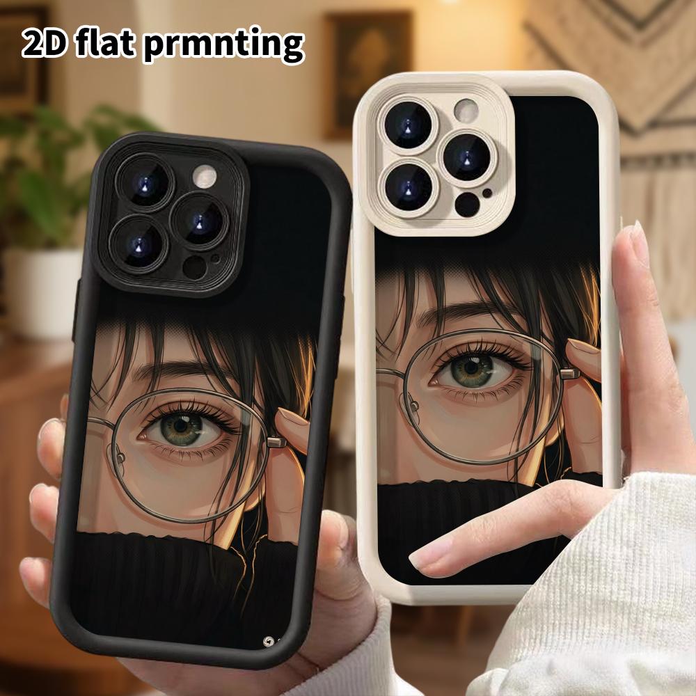 Phone case: 2D flat, suitable for iPhone 18 17 16 15 14 13 12 Pro, cartoon-style girl, perfect holiday gift for Christmas and Halloween