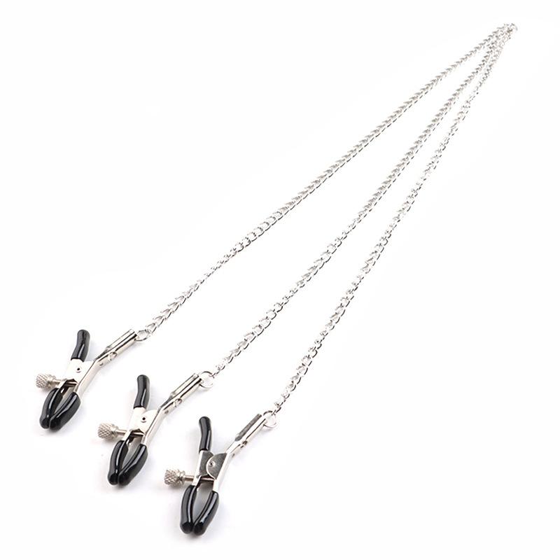 Adjustable Y-Shaped Mamilla Clitoris Mamilla Clamp With Metal Chain Bondage Adult Sex Toy Jewellery Triple nipple clip