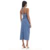Women's Blue Denim Color Long Denim Skirt With Deep Slit Detail On The Side
