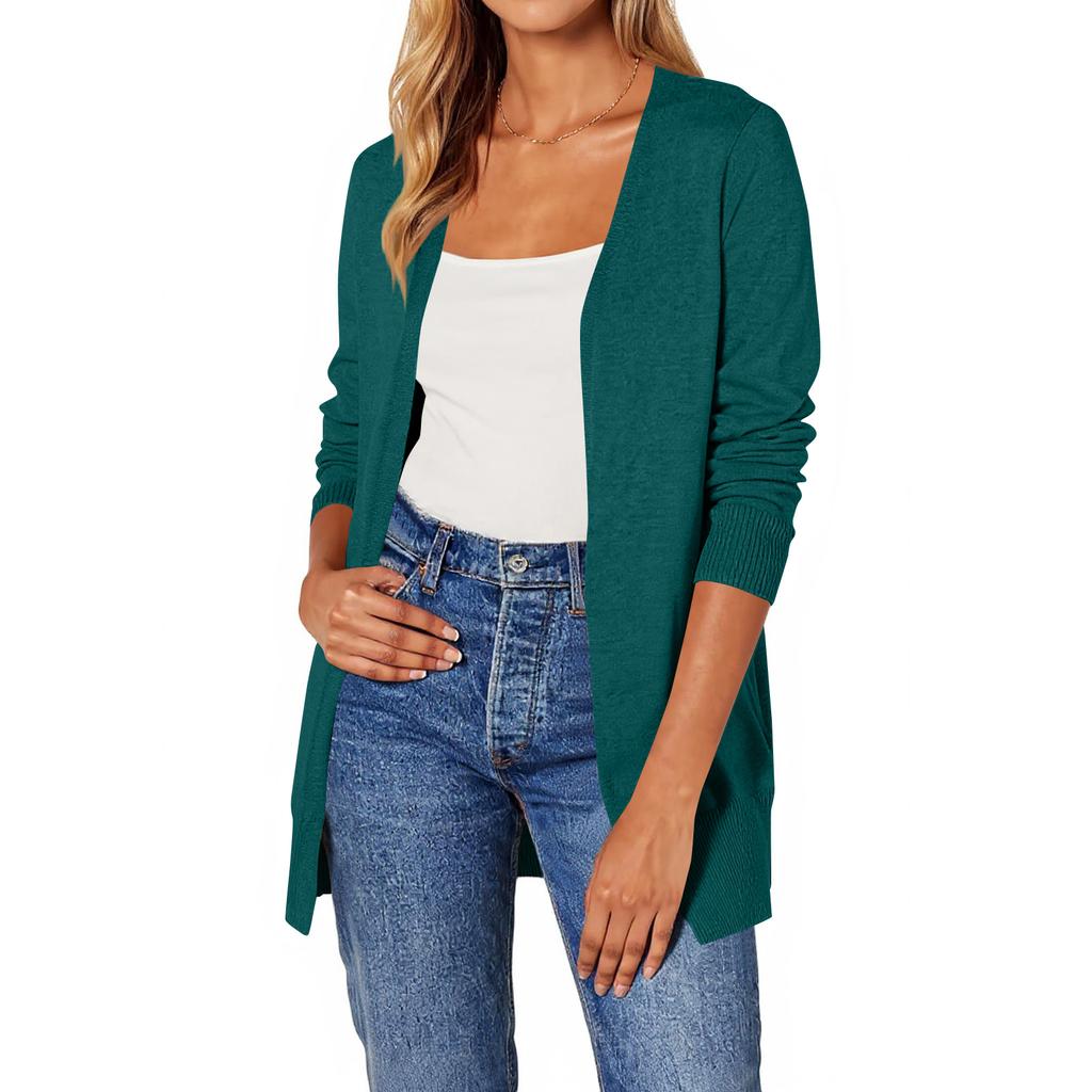 Women‘s Round Neck Long Sleeve Lace-Up Fitted Cardigan Coat
