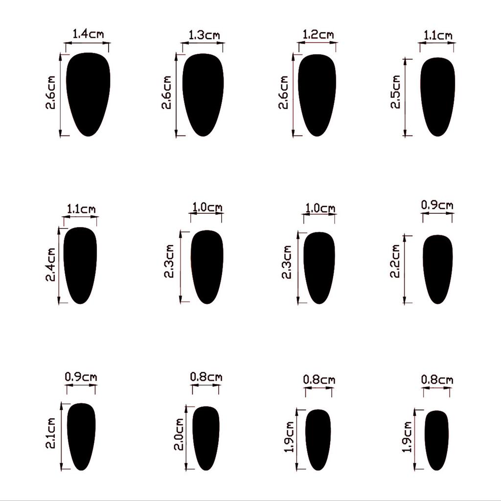 Almond Press On Nails Glossy Fake Nails Stick On Nails In 12 Sizes 24 Pcs French Nails Tips for DIY Nail Art Decorations
