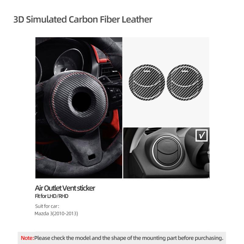 

Betterhumz For Mazda 3 Axela 2010-2013 Made of Alcantara Center Console Air Vent Outlet AC Trim Sticker Car Interior Accessories Carbon Fiber Leather