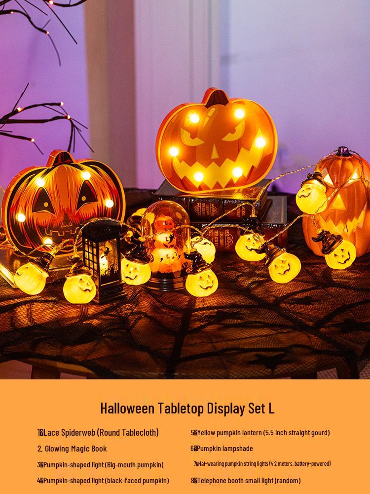 Halloween Glow-in-the-Dark Pumpkin Lantern Set for Party Decorations