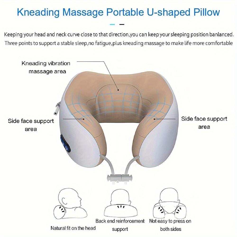 Electric Neck Massager, U-Shape Massage Pillow, Cervical and Neck Massager with Durable Memory Foam, Heated Massage Pillow