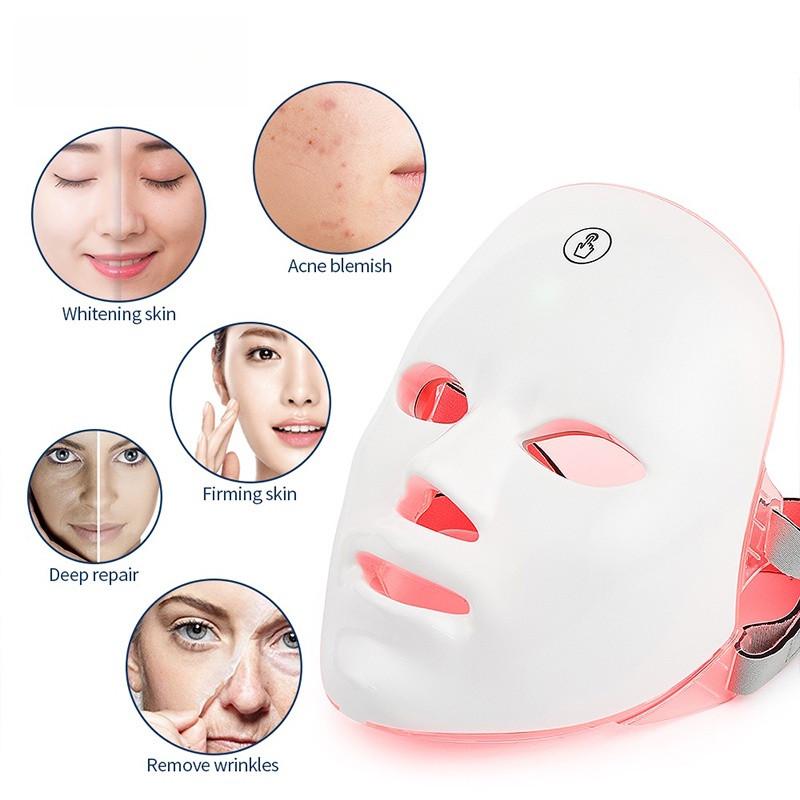 Anti Acne Wrinkle Removal Skin Care Device USB Rechargeable 7 Colors LED Facial Mask Photon Therapy Skin Rejuvenation