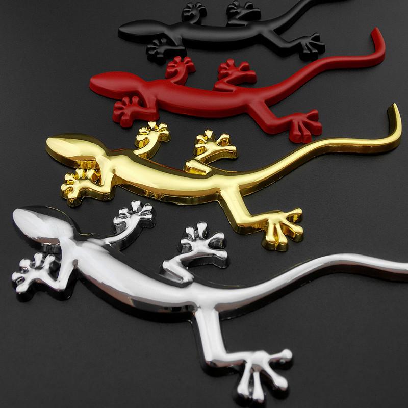 Gecko Car Emblem: Fun Metal Body & Tail Decoration Sticker