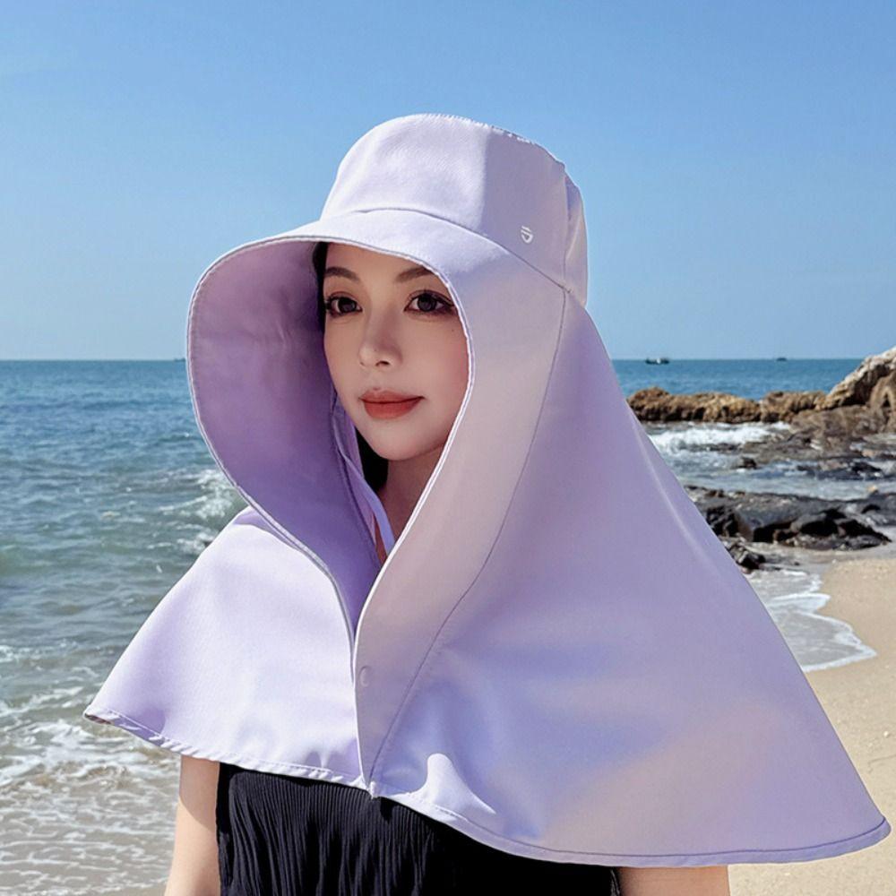 Wide-Brimmed Sunshade Sun Hat Full Face Sun Protection Neck Protection Cap Fashion Mask Hat  Travel