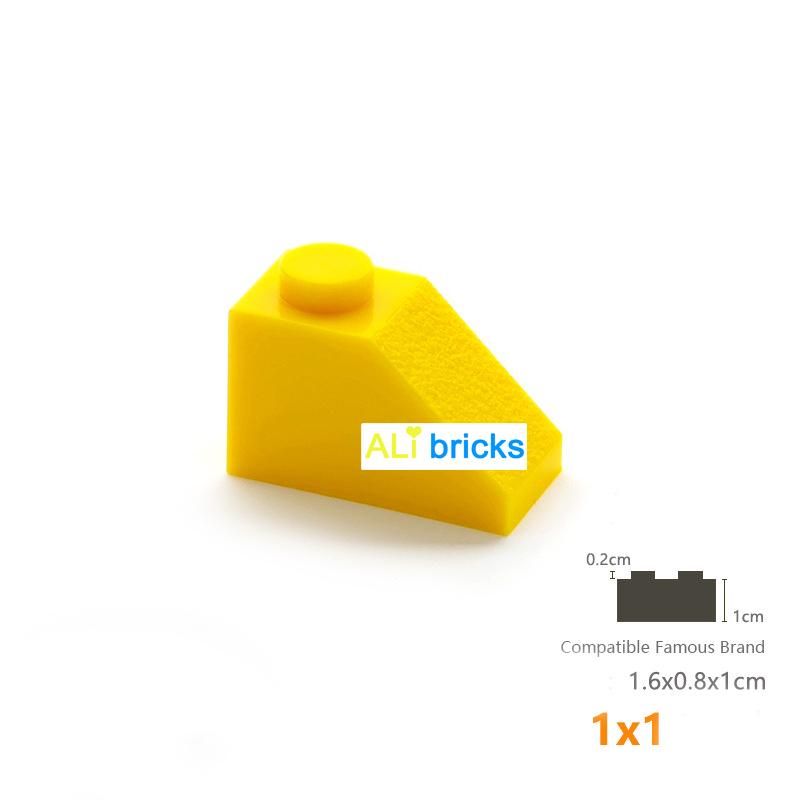 50 Pcs Bulk Blocks Building Bricks Bevel 1X1 Educational Assemblage Construction Toys for Children Size Compatible With Brand