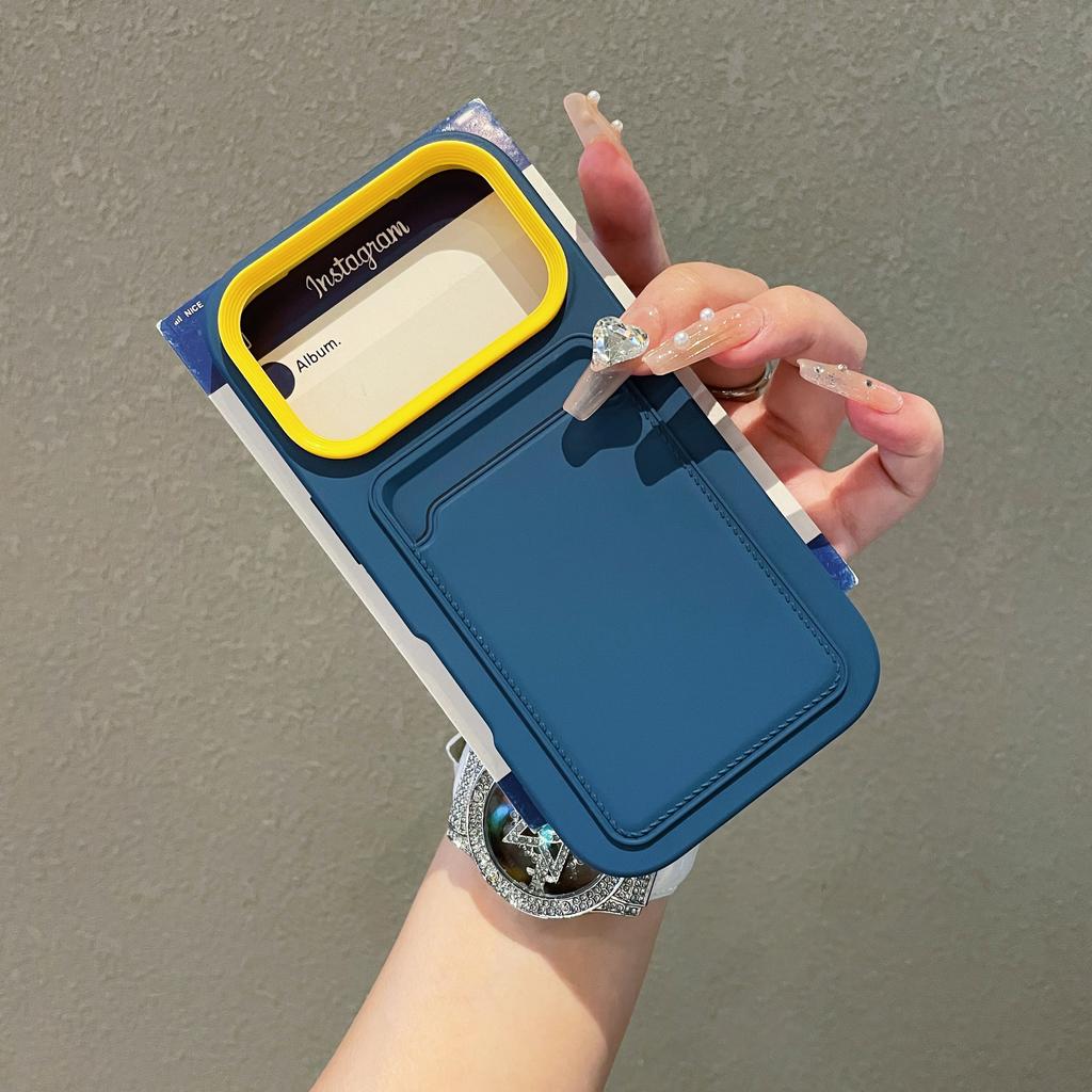 Luxury Liquid Soft Card Wallet Case For iPhone 17 Air 16 15 14 13 12 11 Pro Max Plus 17Pro Shockproof Armor Bright Bumper Cover