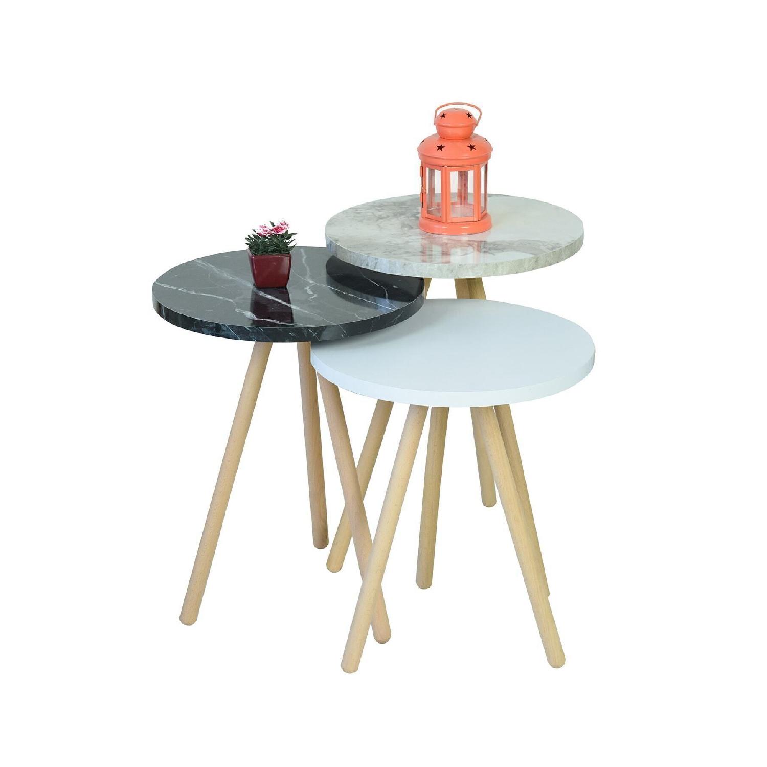 

Nesting Table Wooden Legs White, Bendir And Efes