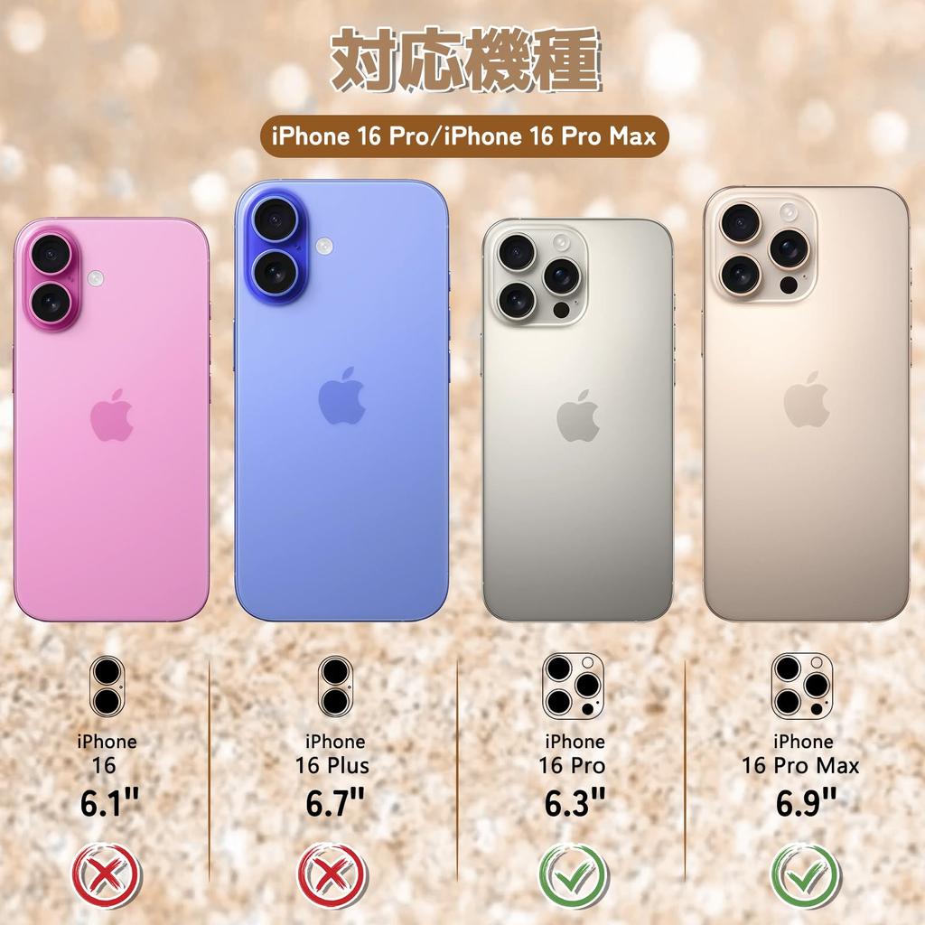 CeiBand Rhinestone Camera Film Compatible with iPhone 16 16 Pro Max Lens Cover Camera Protection Aluminum Alloy Edging Tempered Glitter Lens