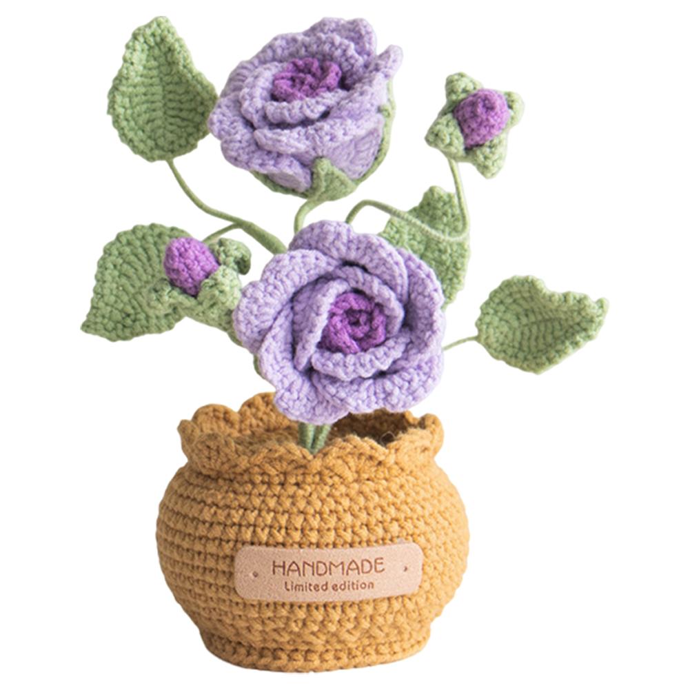 Knitted Flowers Decorations Decorative Crochet Flowers Potted Plants Knitted Artificial Flowers for Party Favors