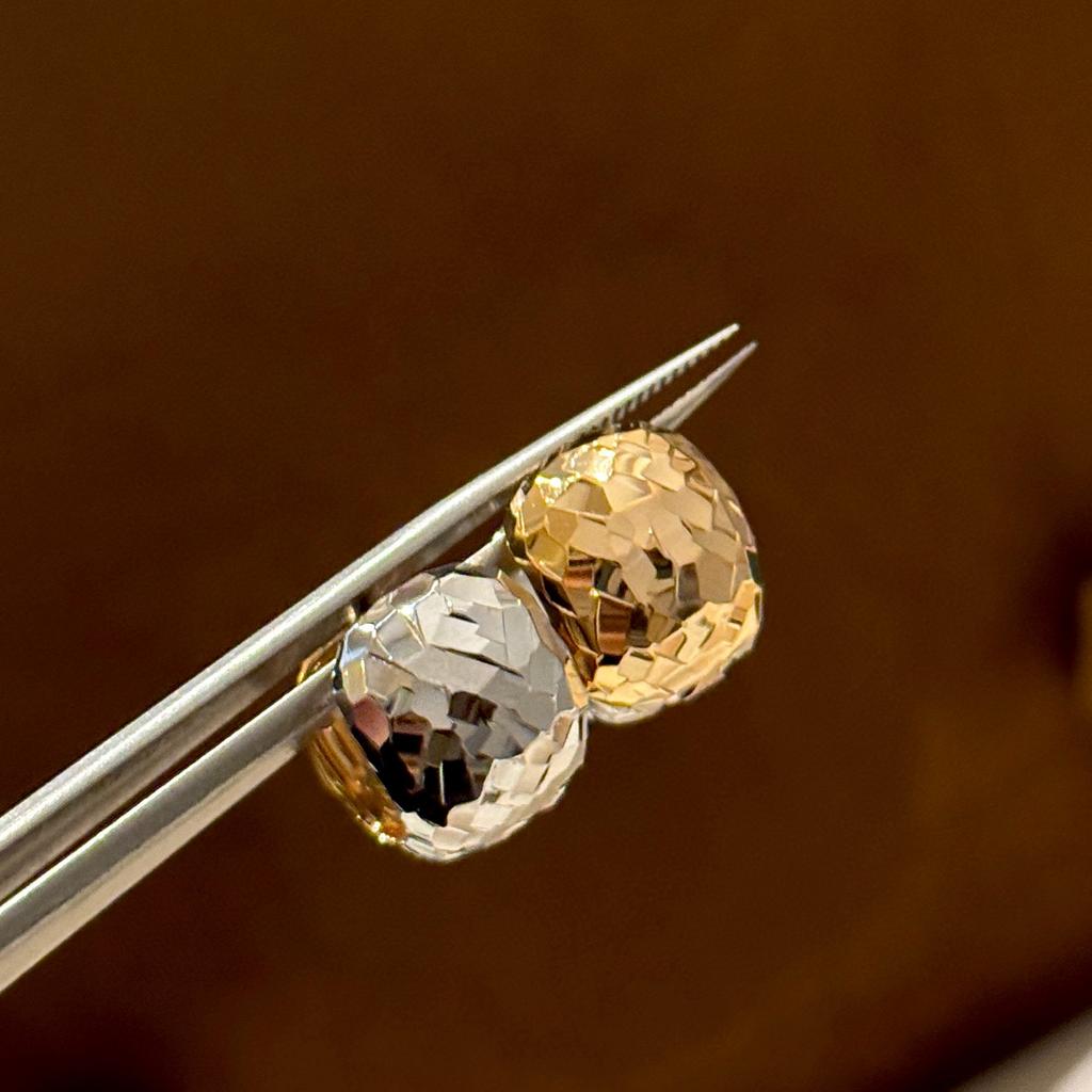 New Vintage 100% Pure 925 Sterling Silver Earrings Geometric Round Ball Wrinkled Double Color Ear Stud For Women Luxury Jewelry