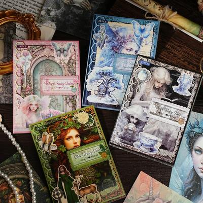 4Style 21 pezzi/scatola Dark Fairy Tale Series Materiale Confezione Fai da te Manuale Segnalibro Album Foto Cornice Calendario Carta Busta Giornale