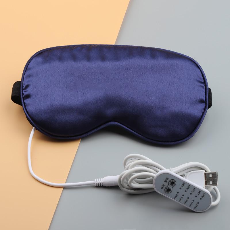 Rechargeable USB Faux Silk Eye Mask with Aroma Bag - Light Blocking, Hot Compress, Relieves Eye Fatigue, Breathable and Soothing for Women.